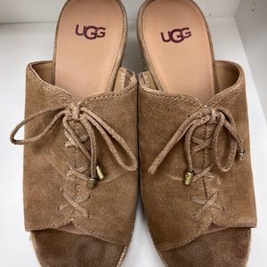 $50 size 37 UGG beige suede wedge mule.